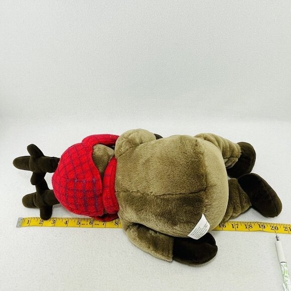 Vintage Eddie Bauer Deer Moose Plush 20” Christmas Winter Red Hat Scarf Antler - Picture 5 of 10
